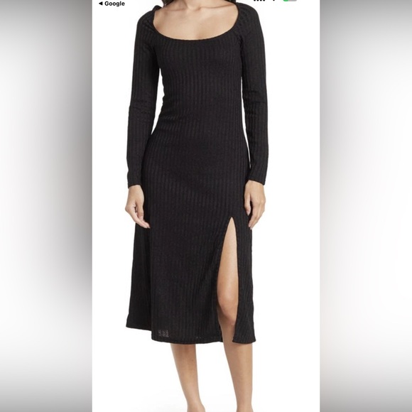 ASTR The Label Knit Midi Dress Black Long Sleeve Scoop Neck Slit NEW Size Small - Picture 11 of 11